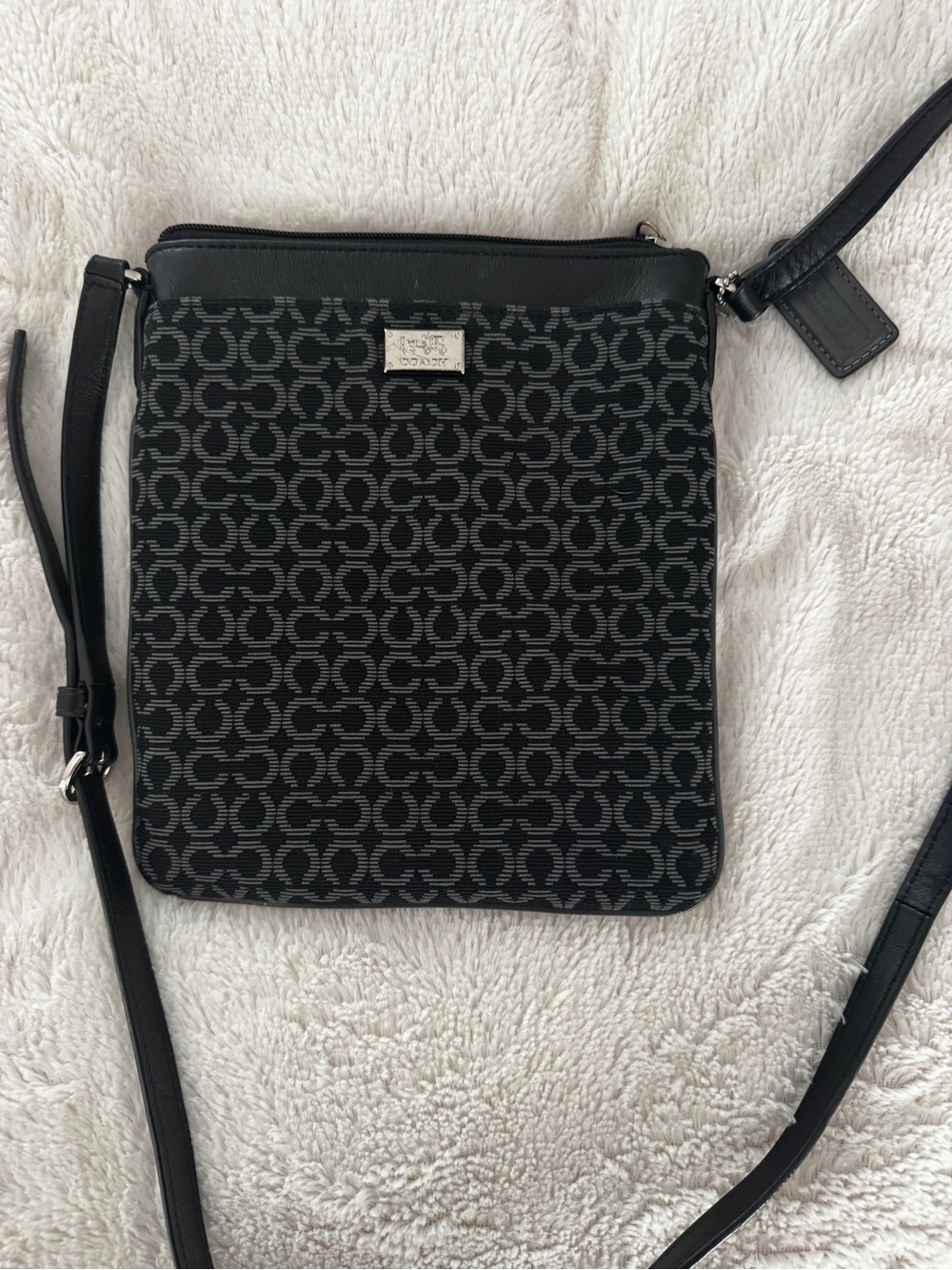Coach Black/Gray Signature Jacquard Crossbody